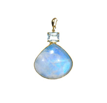 Load image into Gallery viewer, PP-362A Pendant: Moonstone and aquamarine bezel-set In 18k gold