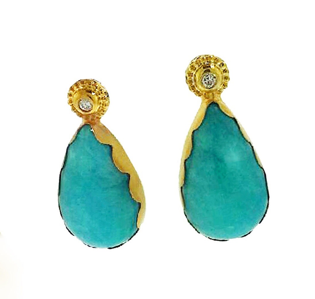 Earrings:  Amazonite with diamond accents, .20 ctw, 18k gold.